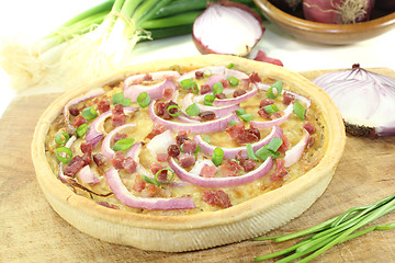 Image showing Onion tart with bacon