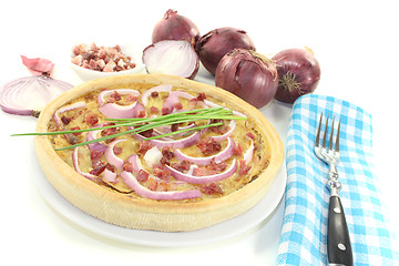 Image showing Onion tart with bacon