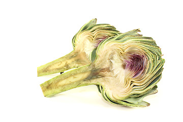 Image showing two sliced artichokes