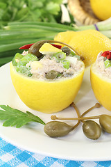 Image showing stuffed Lemons with tuna cream