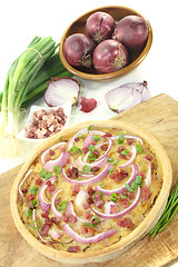 Image showing Onion tart with leeks