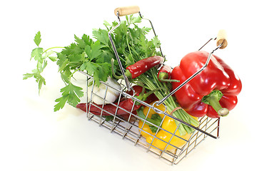 Image showing shopping basket with fresh vegetables