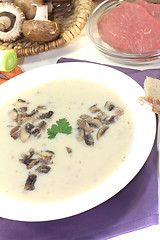 Image showing delicious Veal cream soup with parsley