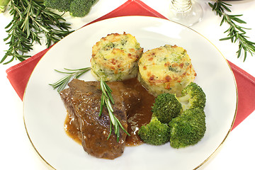 Image showing Venison medallions with potato gratin