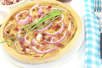 Image showing Onion tart with leeks