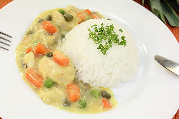 Image showing Chicken fricassee with peas