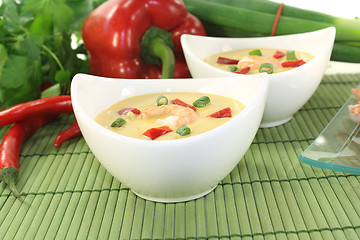 Image showing Asian Curry Soup with shrimp