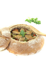 Image showing Bread soup with croutons