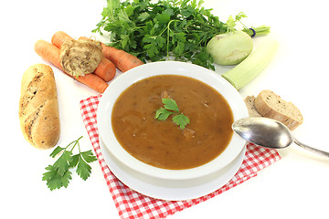 Image showing Oxtail soup with parsley