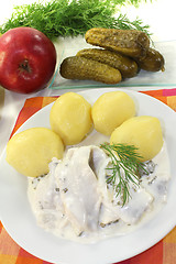Image showing cream marinated herring with apple