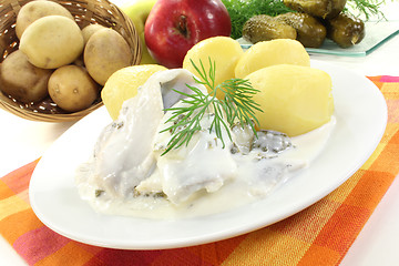 Image showing cream marinated herring with dill