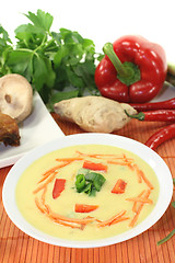 Image showing Curry Soup with chicken and carrots