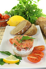 Image showing fresh salmon tartare