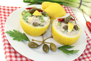 Image showing stuffed Lemons with tuna cream