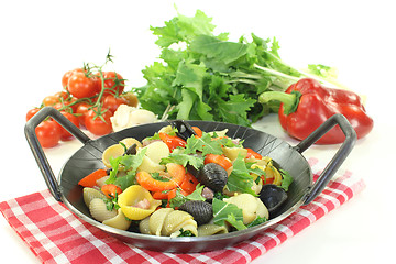 Image showing fresh Pasta pan with bell pepper