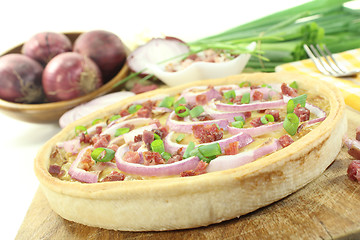 Image showing Onion tart with leeks