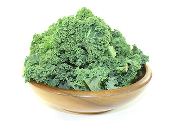 Image showing Kale in a wood bowl