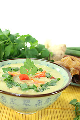 Image showing Curry soup with chicken and coconut milk