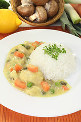 Image showing Chicken fricassee with rice