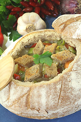 Image showing Bread soup with garlic