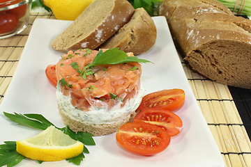 Image showing freshly prepared salmon tartare