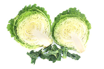 Image showing fresh savoy cabbage halves