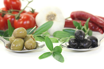 Image showing olives with olive twig