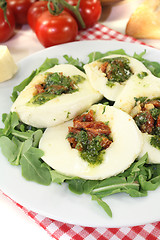 Image showing stuffed mozzarella with arugula