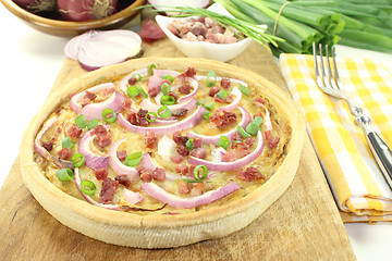 Image showing Onion tart with bacon