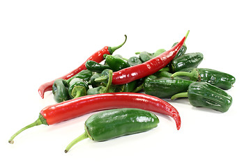 Image showing green Pimientos with hot peppers