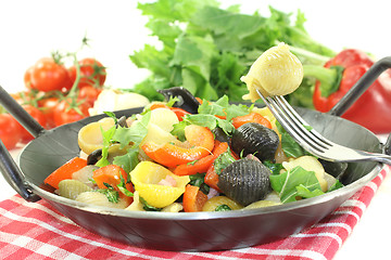 Image showing fresh Pasta pan with bell pepper