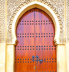 Image showing historical in  antique building door morocco style africa   wood