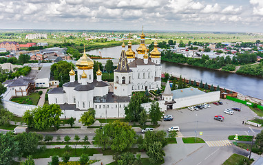 Image showing Aerial view on Holy Trinity Monastery. Tyumen