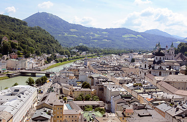 Image showing Salzburg cityscape - Salzach river and Old Town