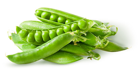 Image showing Pile green peas in pods