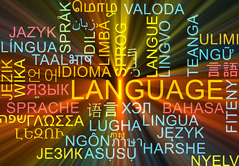 Image showing Language multilanguage wordcloud background concept glowing