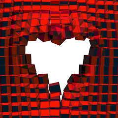 Image showing Abstract 3D background with heart. Vector cracked background. 