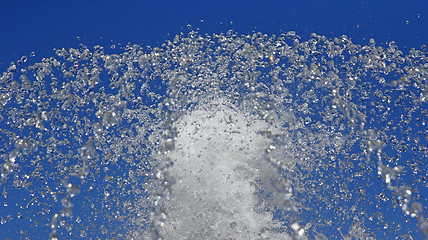 Image showing Fountain drops of pure water against a blue sky.