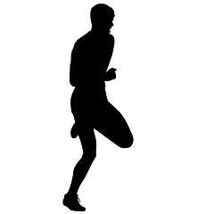 Image showing Silhouettes Runners on sprint, men. illustration.