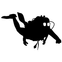 Image showing Black silhouette scuba divers.