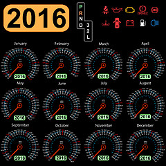 Image showing  year calendar speedometer car.  