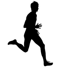 Image showing Silhouettes Runners on sprint, men. illustration.