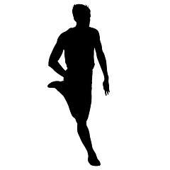 Image showing Silhouettes Runners on sprint, men. illustration.