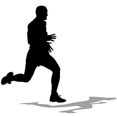 Image showing Silhouettes Runners on sprint, men. illustration.