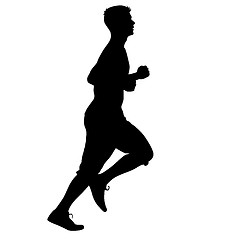 Image showing Silhouettes Runners on sprint, men. illustration.