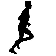 Image showing Silhouettes Runners on sprint, men. illustration.