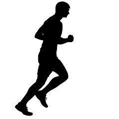 Image showing Silhouettes Runners on sprint, men. illustration.