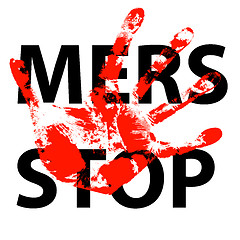 Image showing Hand print Stop Mers Corona Virus sign.  