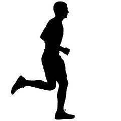 Image showing Silhouettes Runners on sprint, men. illustration.