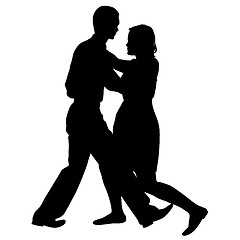 Image showing Black silhouettes Dancing on white background. Vector illustrati